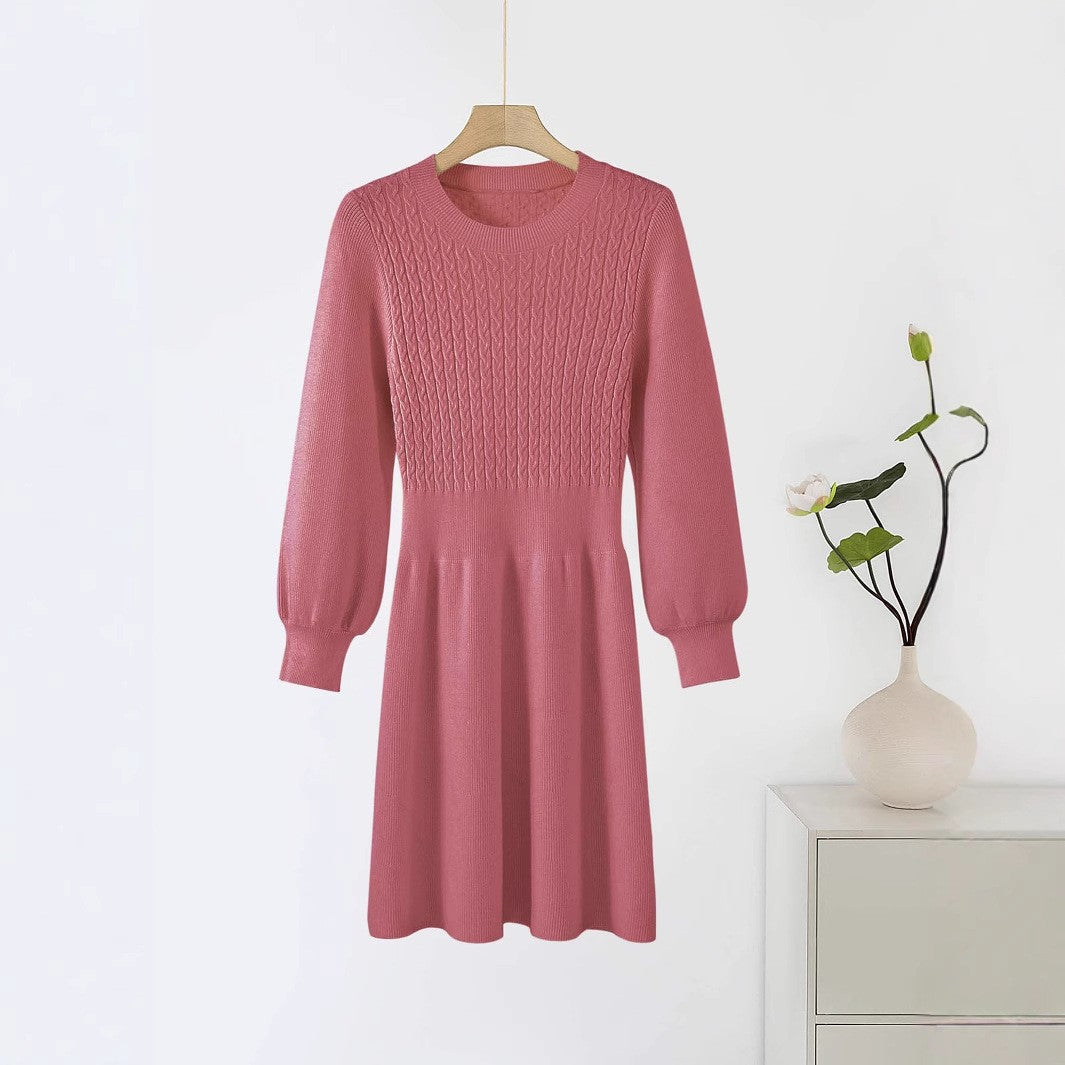 Women's Elegant Floral Embroidered Midi Dress | Flowy Pleated Skirt with Long Sleeves-Mykonostore-Mykonostore