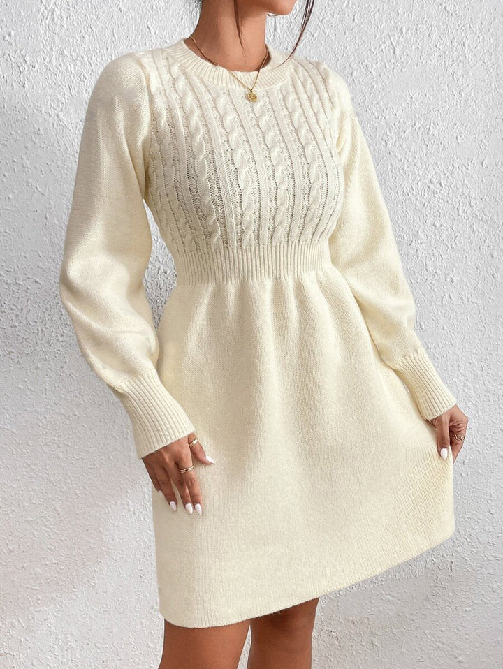 Women's Elegant Floral Embroidered Midi Dress | Flowy Pleated Skirt with Long Sleeves-Mykonostore-Apricot-S-Mykonostore