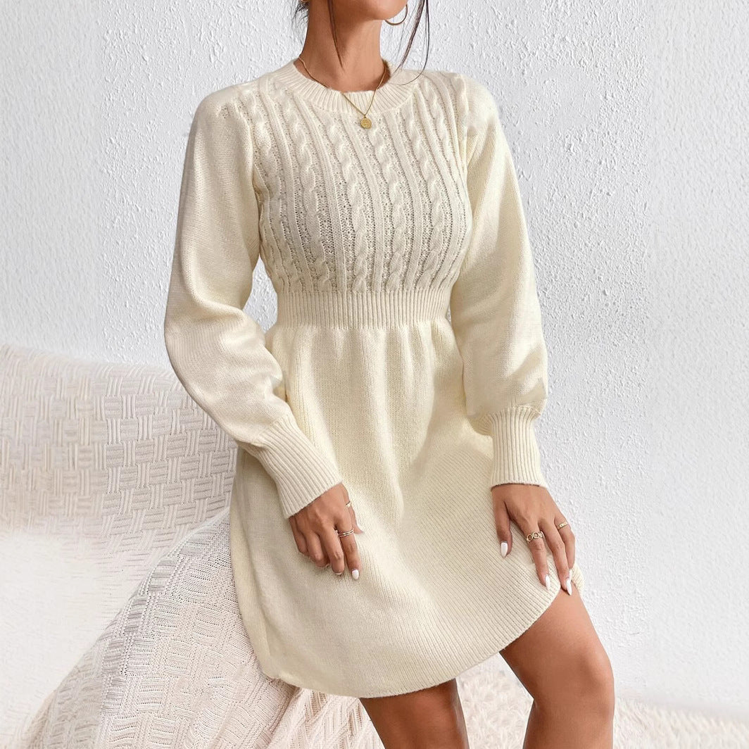 Women's Elegant Floral Embroidered Midi Dress | Flowy Pleated Skirt with Long Sleeves-Mykonostore-Mykonostore