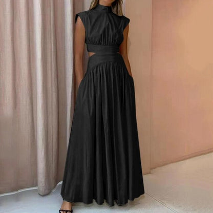 Women's Elegant Maxi Dress | High Neck Flattering Evening Gown-Mykonostore-Black-S-Mykonostore