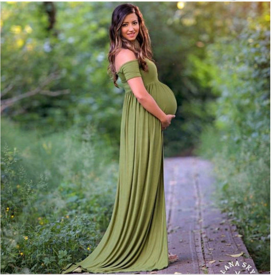 Women's Elegant Off-Shoulder Maternity Dress | Comfortable Stretchy Fit-Mykonostore-Mykonostore