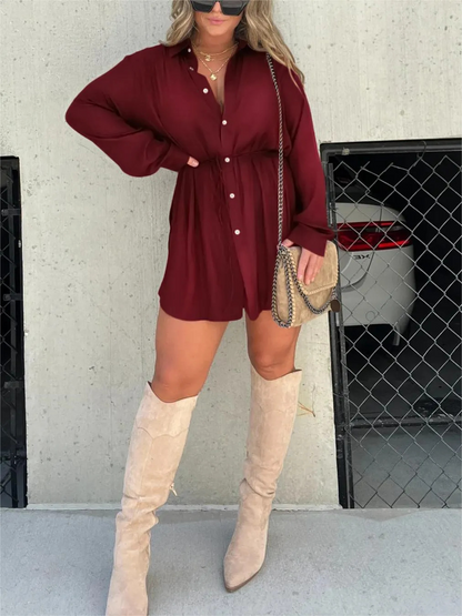 Women's Elegant Satin Romper Dress | Stylish Comfortable Evening Wear-Mykonostore-Burgundy-S-Mykonostore