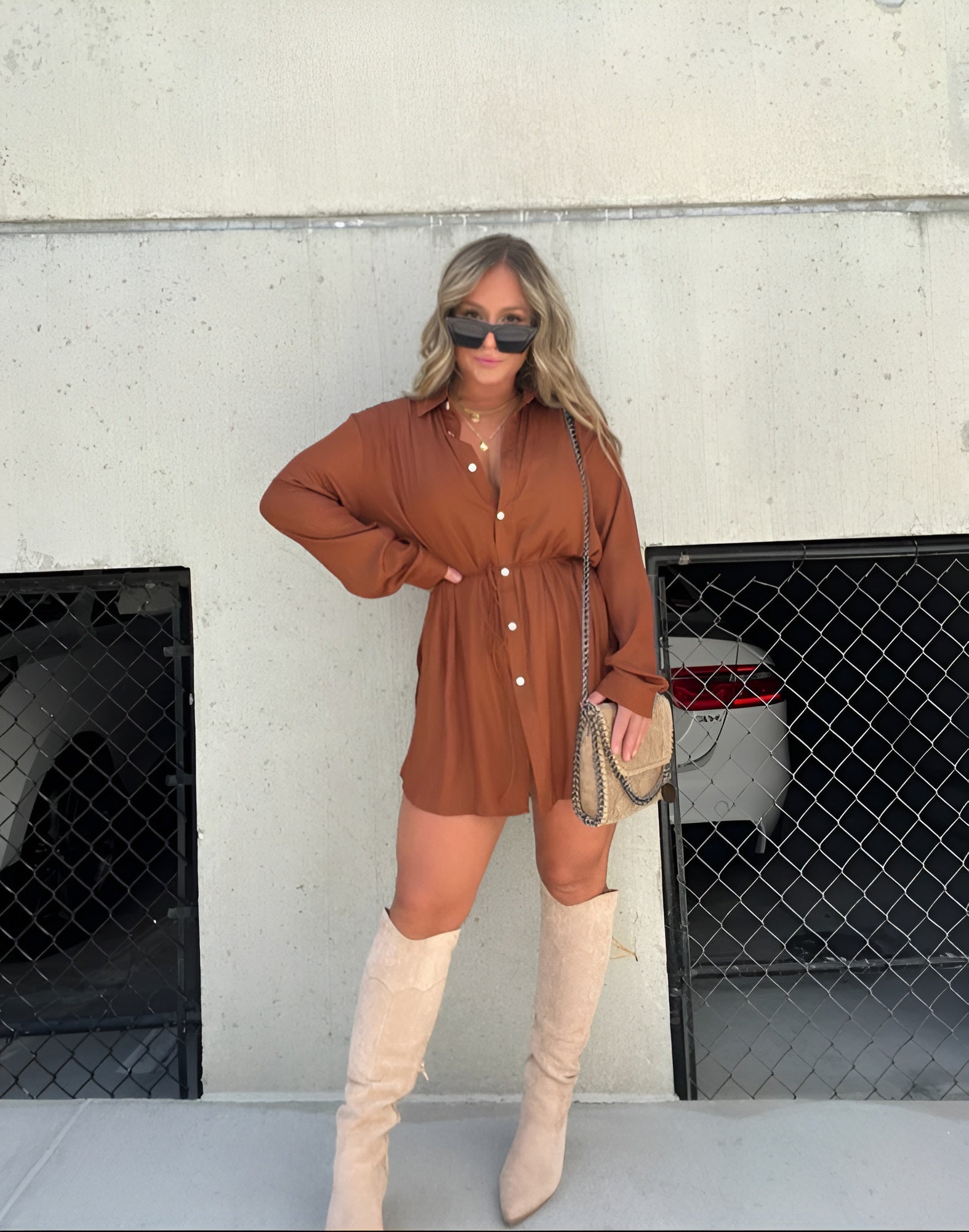 Women's Elegant Satin Romper Dress | Stylish Comfortable Evening Wear-Mykonostore-Copper-S-Mykonostore