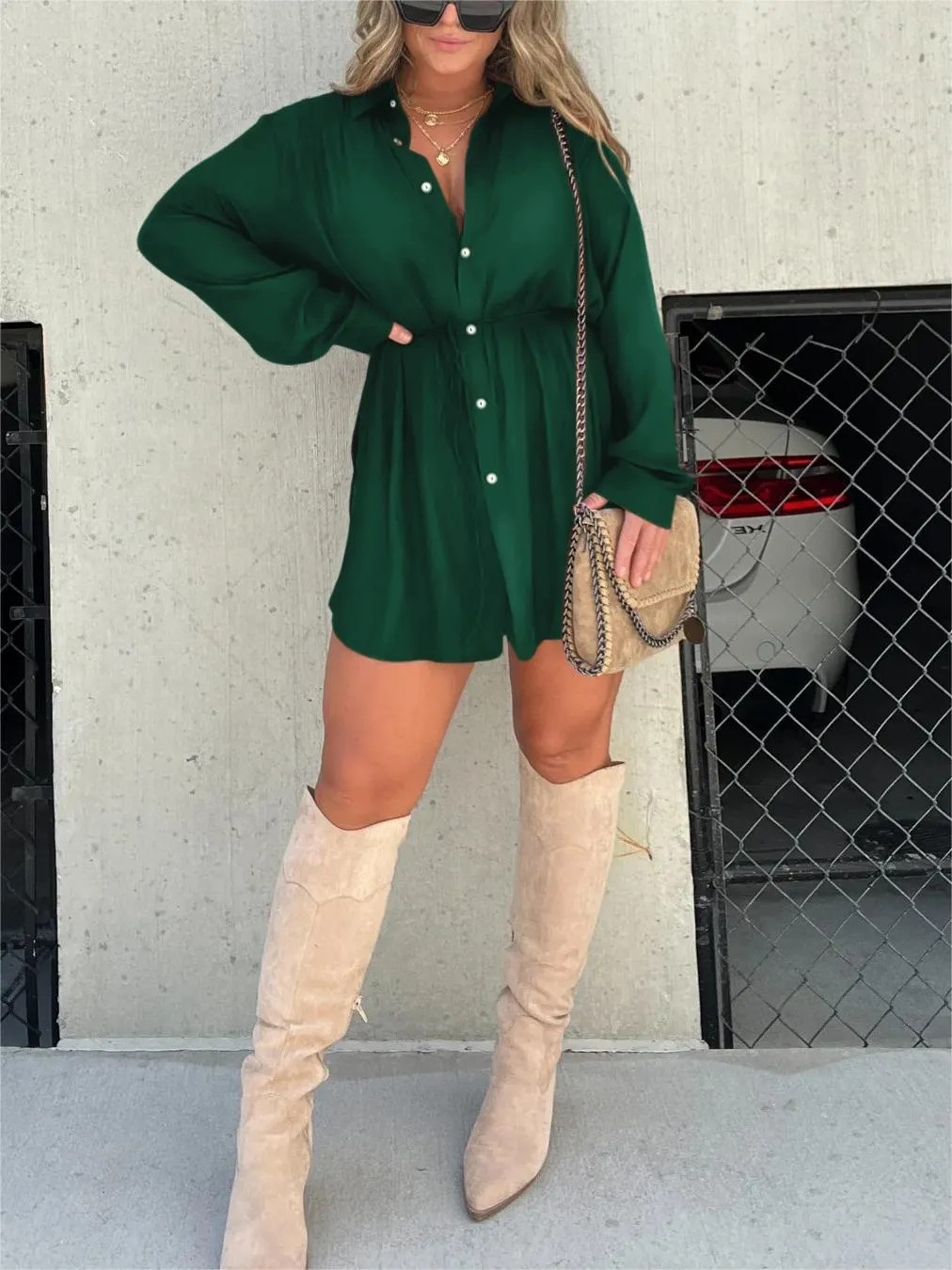 Women's Elegant Satin Romper Dress | Stylish Comfortable Evening Wear-Mykonostore-Green-S-Mykonostore
