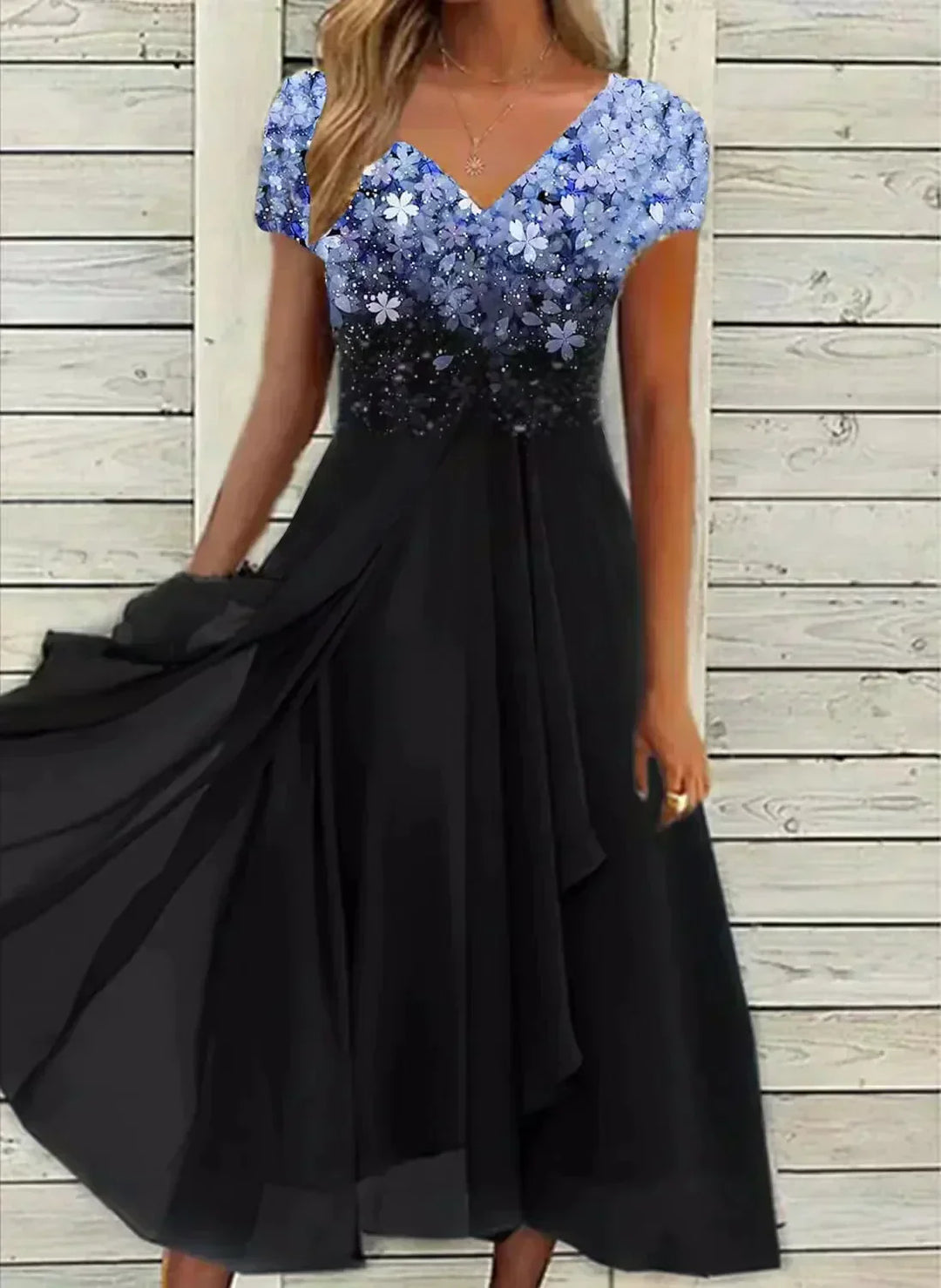 Women's Elegant Solid Evening Gown | Flowing Silhouette with Defined Waistline-Mykonostore-Blue Black-S-Mykonostore