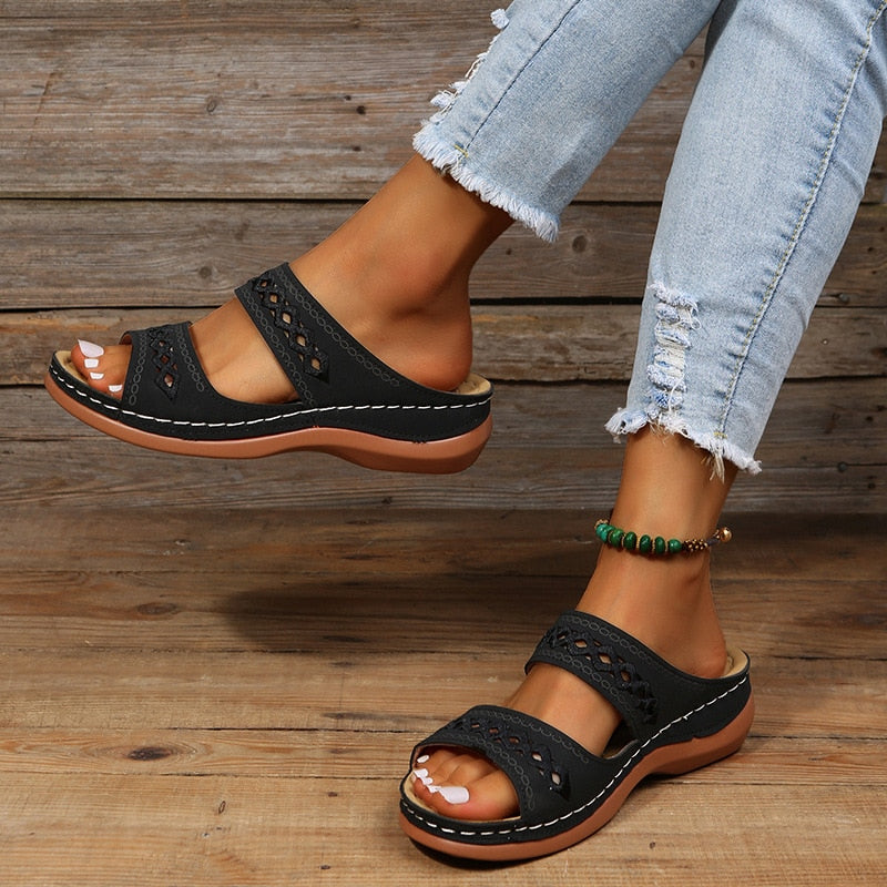 Women's Ergonomic Sandals | Comfortable Orthopedic Footbed for Daily Wear-Mykonostore-Black-5-Mykonostore