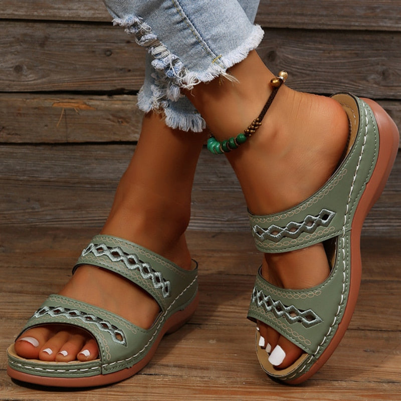 Women's Ergonomic Sandals | Comfortable Orthopedic Footbed for Daily Wear-Mykonostore-Green-5-Mykonostore