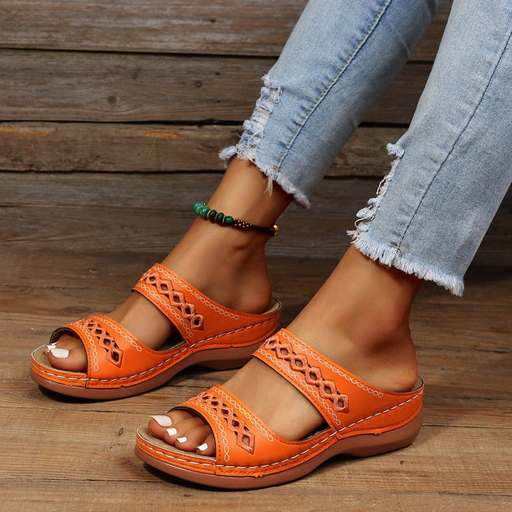 Women's Ergonomic Sandals | Comfortable Orthopedic Footbed for Daily Wear-Mykonostore-Orange-5-Mykonostore
