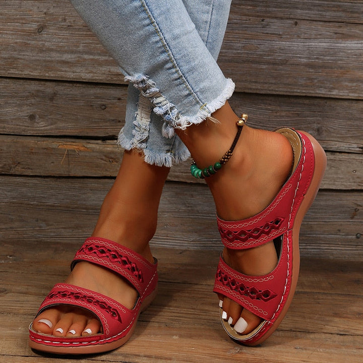 Women's Ergonomic Sandals | Comfortable Orthopedic Footbed for Daily Wear-Mykonostore-Red-5-Mykonostore