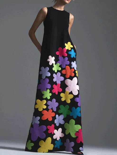 Women's Floral Print Dress | Elegant Knee-Length Summer Outfit-Mykonostore-Mykonostore