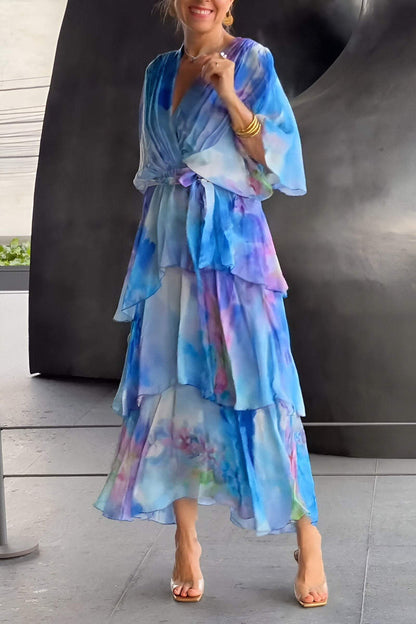 Women's Flowing Fabric Evening Dress | Elegant Knee-Length Formal Gown-Mykonostore-Mykonostore