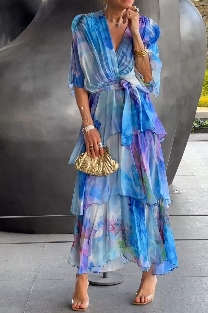 Women's Flowing Fabric Evening Dress | Elegant Knee-Length Formal Gown-Mykonostore-S-Mykonostore