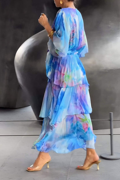 Women's Flowing Fabric Evening Dress | Elegant Knee-Length Formal Gown-Mykonostore-Mykonostore