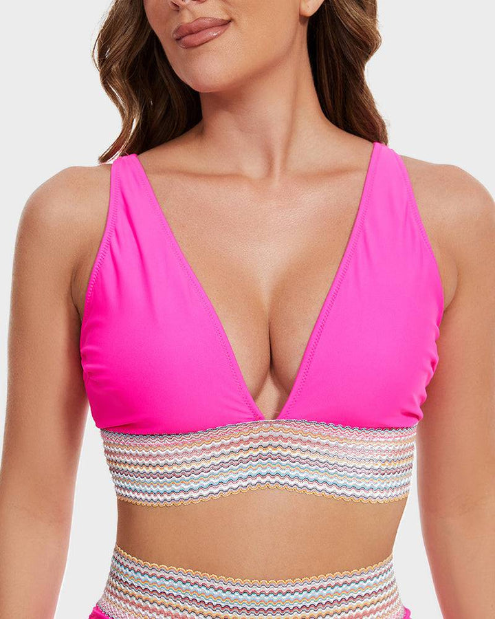 Women's High-Waisted Color Block Bikini | Flattering Swimwear with Tummy Control-Mykonostore-Mykonostore