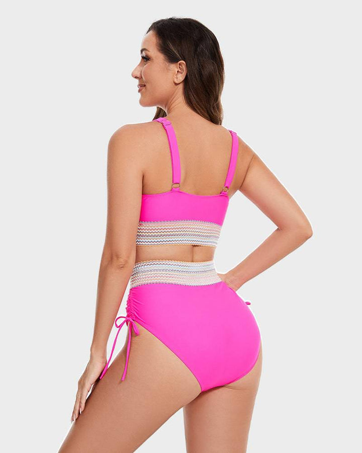 Women's High-Waisted Color Block Bikini | Flattering Swimwear with Tummy Control-Mykonostore-Mykonostore