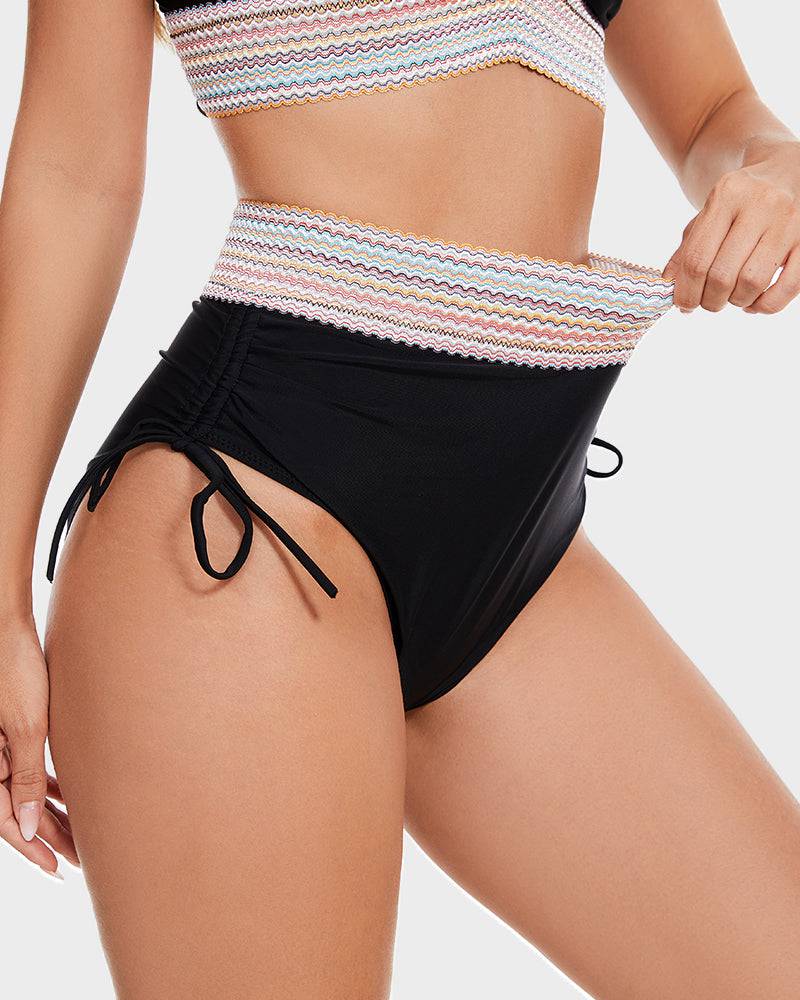 Women's High-Waisted Color Block Bikini | Flattering Swimwear with Tummy Control-Mykonostore-Mykonostore