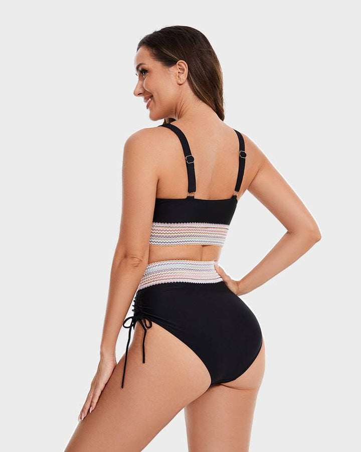 Women's High-Waisted Color Block Bikini | Flattering Swimwear with Tummy Control-Mykonostore-Mykonostore