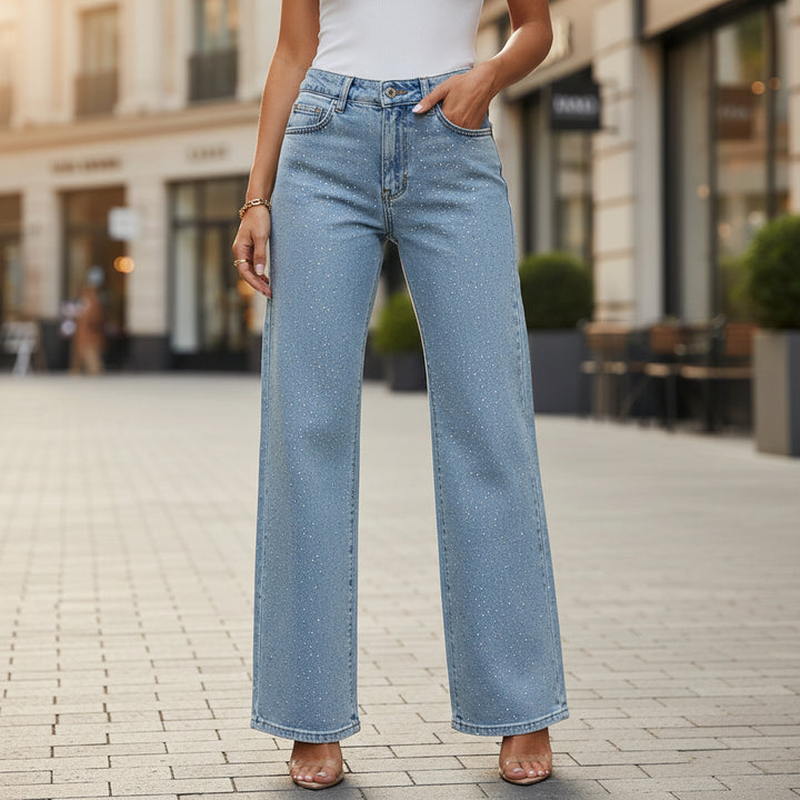 Women’s Jeans | High Waist with Glittering Details-Women's Jeans-Mykonostore-Mykonostore