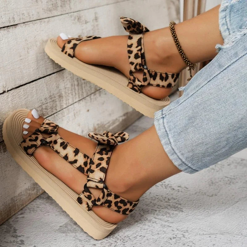 Women's Leopard Print Sandals | Stylish Open-Toe Summer Footwear-Mykonostore-Mykonostore