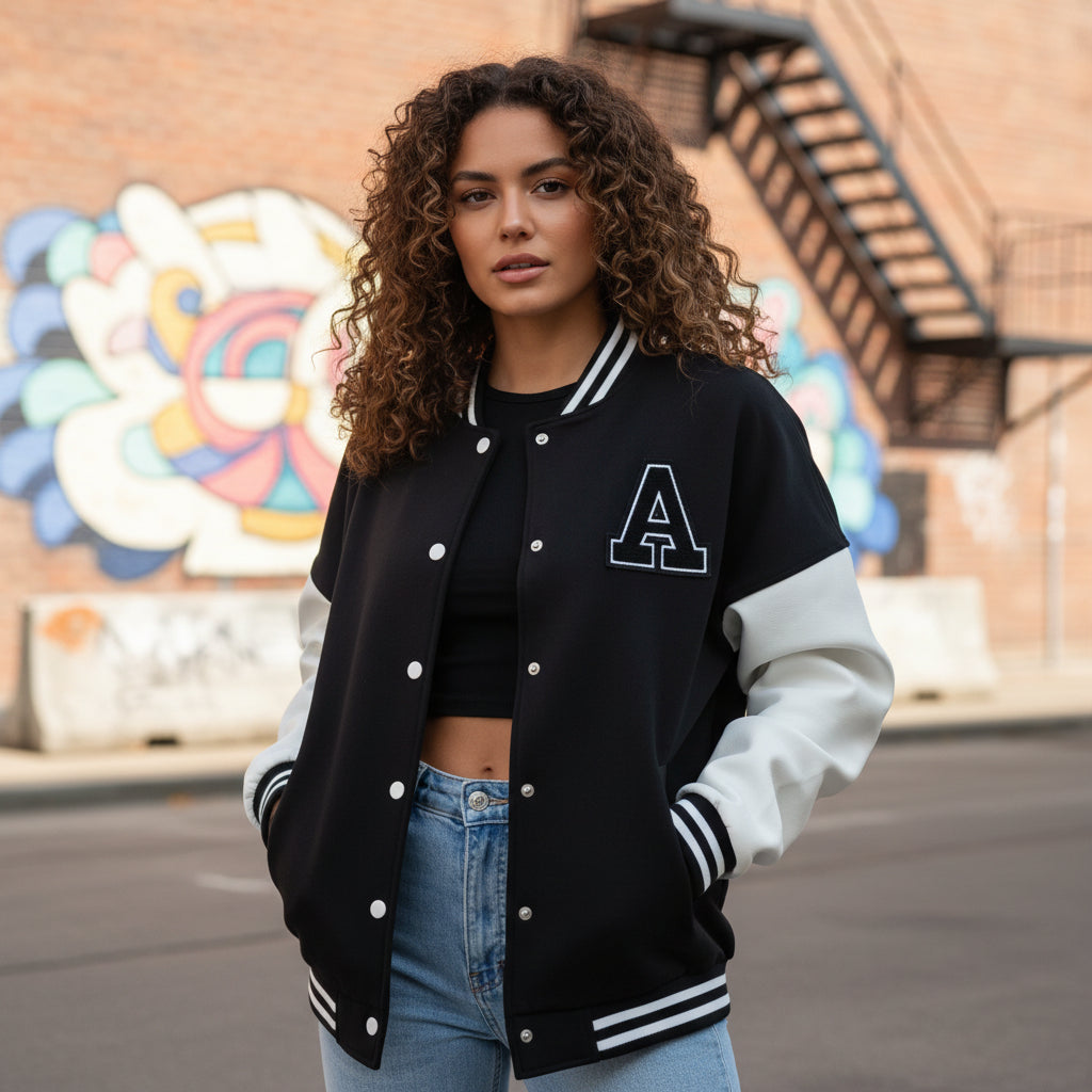Women's Lightweight Color Block Cropped Bomber Jacket | Trendy Urban Spring Outerwear-Bomber Jackets-Mykonostore-Mykonostore