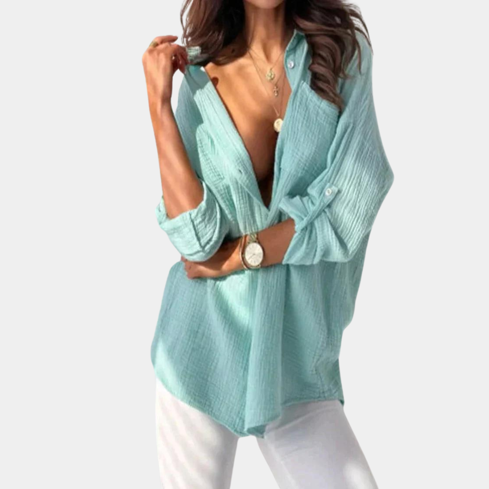 Women's Lightweight Colorful Summer Blouse | Stylish and Airy Design-Mykonostore-Teal-S-Mykonostore