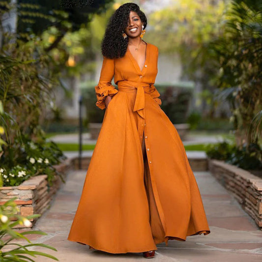 Women's Lightweight Elegant Maxi Dress | Chic Summer Outfit-Mykonostore-Orange-S-Mykonostore