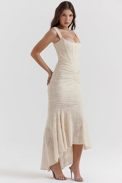 Women's Lightweight Floral Midi Dress | Elegant Flowing Summer Outfit-Mykonostore-Mykonostore