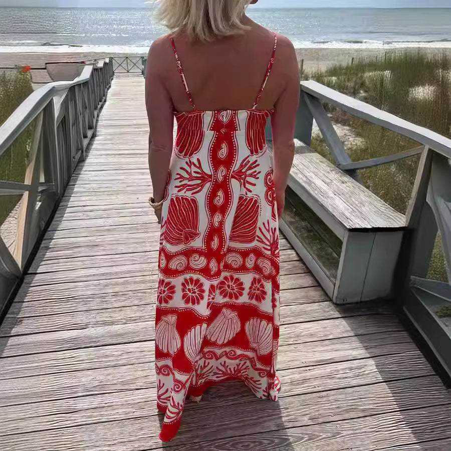Women's Lightweight Maxi Dress | Colorful Shell Print Summer Outfit-Mykonostore-Mykonostore