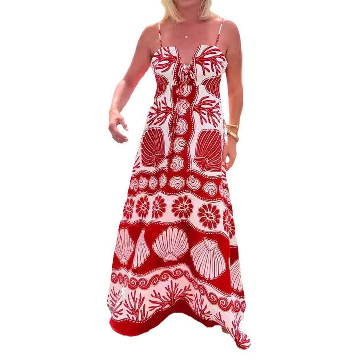 Women's Lightweight Maxi Dress | Colorful Shell Print Summer Outfit-Mykonostore-Mykonostore