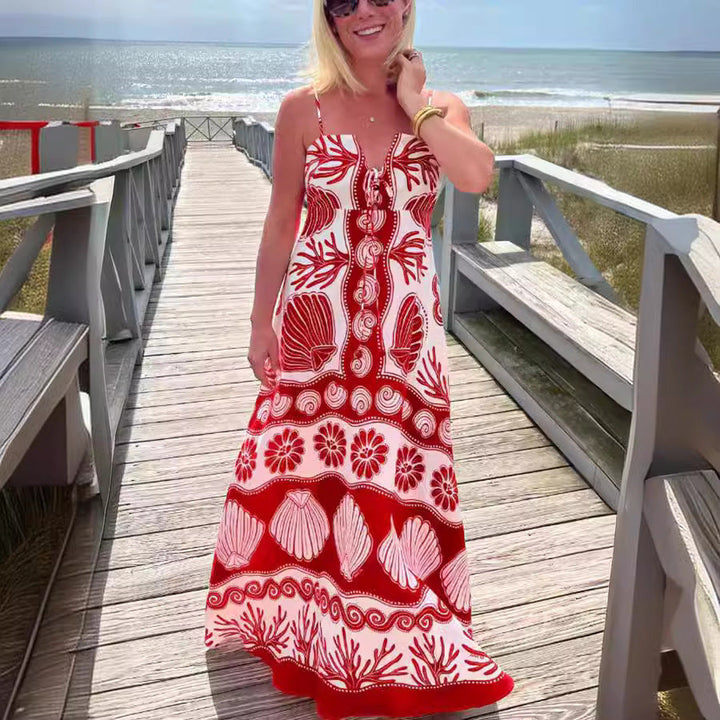 Women's Lightweight Maxi Dress | Colorful Shell Print Summer Outfit-Mykonostore-Mykonostore