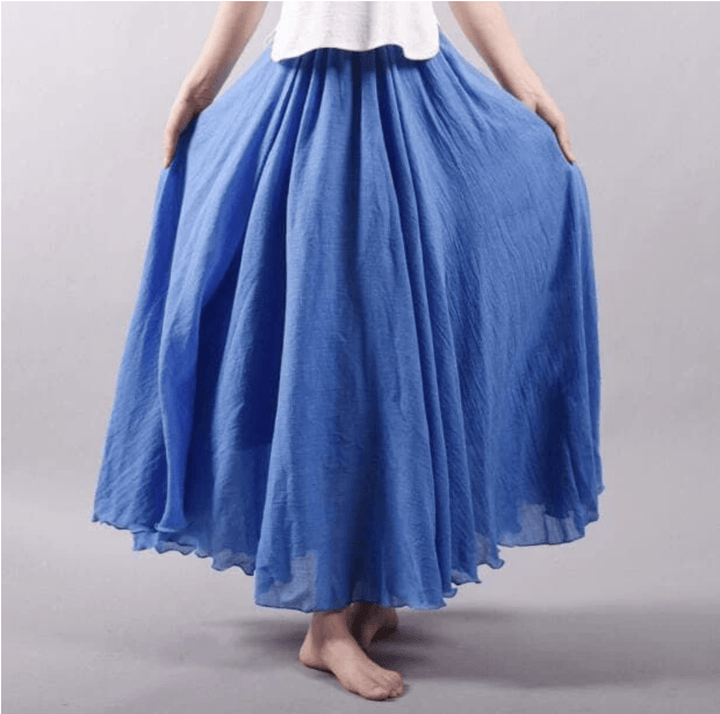 Women's Lightweight Soft Draped Midi Skirt | Flowing Elegant Casual Style-Mykonostore-Blue-S-Mykonostore