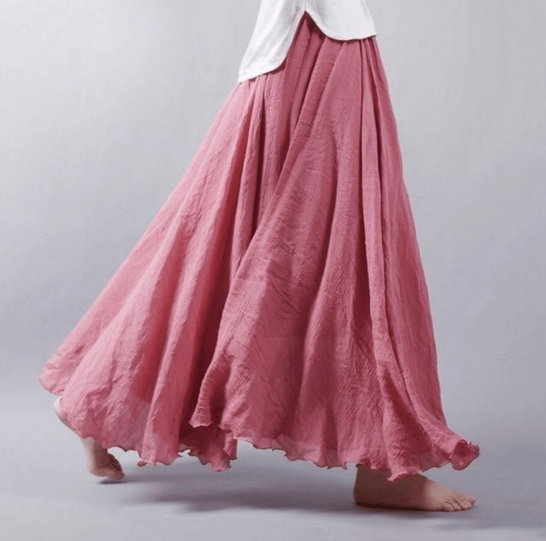 Women's Lightweight Soft Draped Midi Skirt | Flowing Elegant Casual Style-Mykonostore-Dark Pink-S-Mykonostore