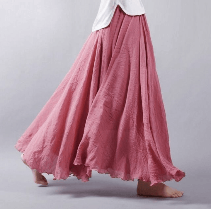 Women's Lightweight Soft Draped Midi Skirt | Flowing Elegant Casual Style-Mykonostore-Dark Pink-S-Mykonostore