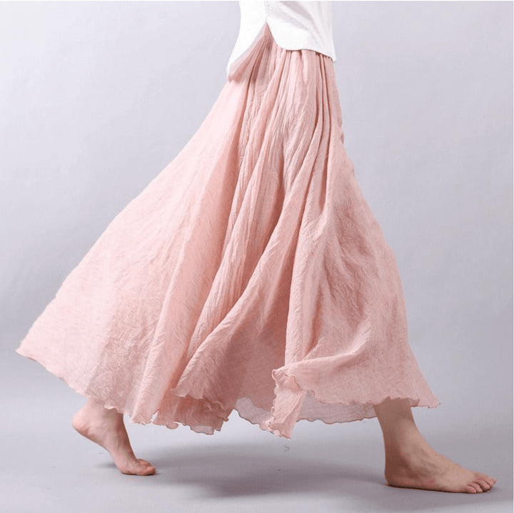 Women's Lightweight Soft Draped Midi Skirt | Flowing Elegant Casual Style-Mykonostore-Pink-S-Mykonostore
