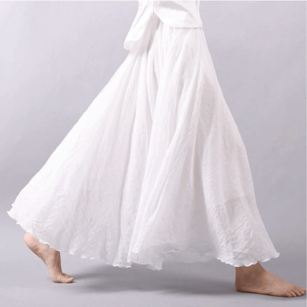 Women's Lightweight Soft Draped Midi Skirt | Flowing Elegant Casual Style-Mykonostore-White-S-Mykonostore