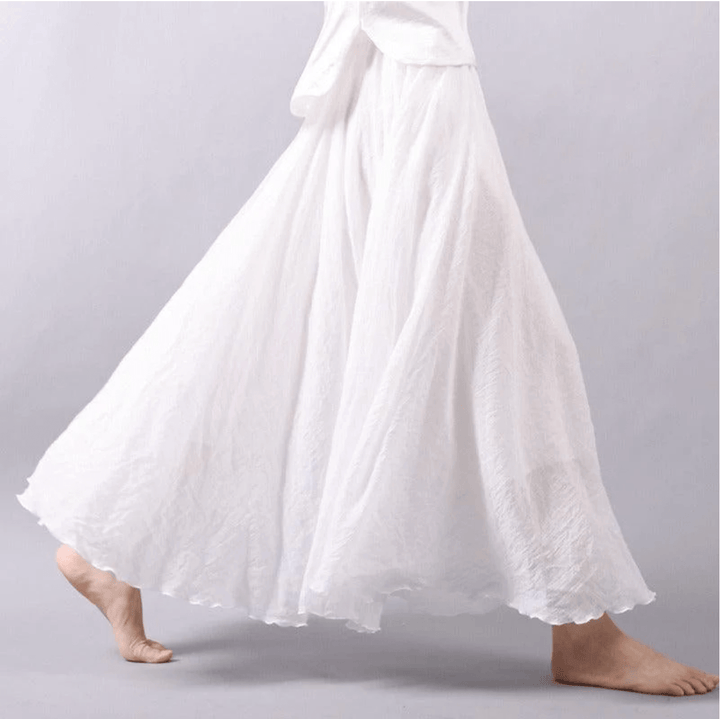 Women's Lightweight Soft Draped Midi Skirt | Flowing Elegant Casual Style-Mykonostore-White-S-Mykonostore