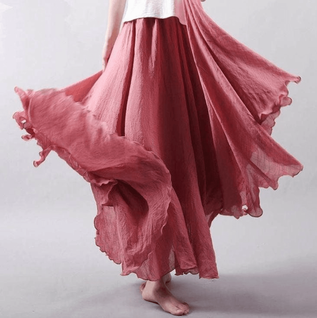 Women's Lightweight Soft Draped Midi Skirt | Flowing Elegant Casual Style-Mykonostore-Mykonostore