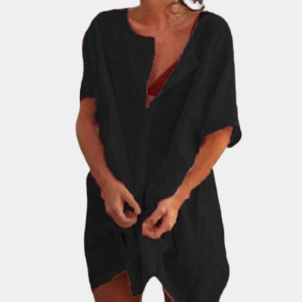 Women's Lightweight Summer Dress | Elegant Knee-Length Casual Outfit-Mykonostore-Black-S-Mykonostore