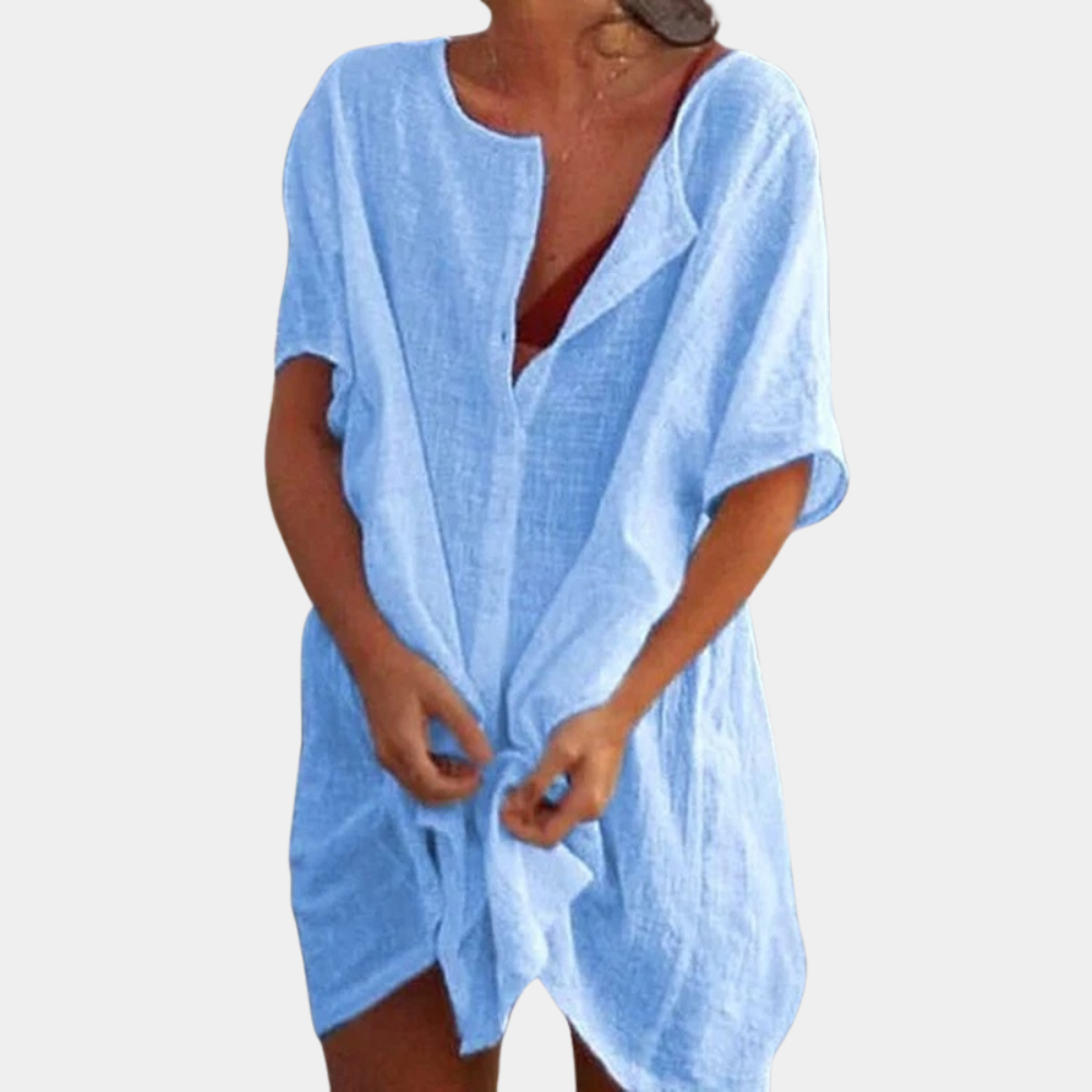 Women's Lightweight Summer Dress | Elegant Knee-Length Casual Outfit-Mykonostore-Blue-S-Mykonostore