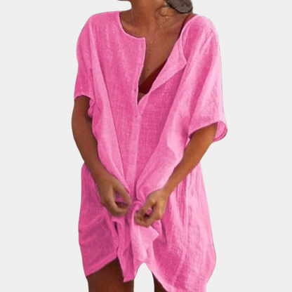 Women's Lightweight Summer Dress | Elegant Knee-Length Casual Outfit-Mykonostore-Pink-S-Mykonostore