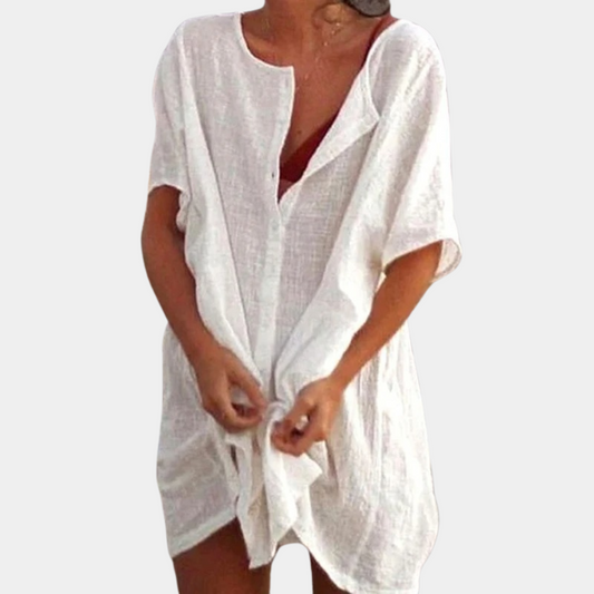 Women's Lightweight Summer Dress | Elegant Knee-Length Casual Outfit-Mykonostore-White-S-Mykonostore
