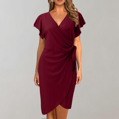 Women's Lightweight Summer Dress | Flattering Knee-Length Casual Wear-Mykonostore-Wine Red-S-Mykonostore