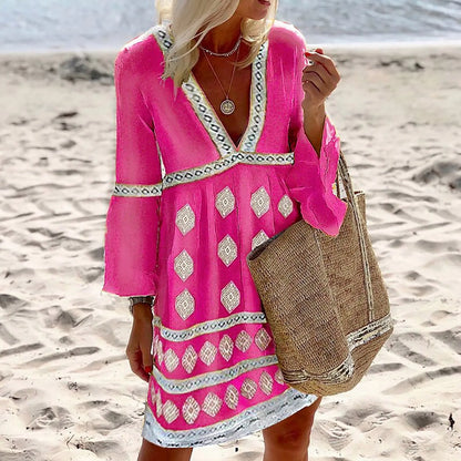 Women's Lightweight Summer Dress | Relaxed Fit Batwing Sleeve Dress-Mykonostore-Pink-S-Mykonostore