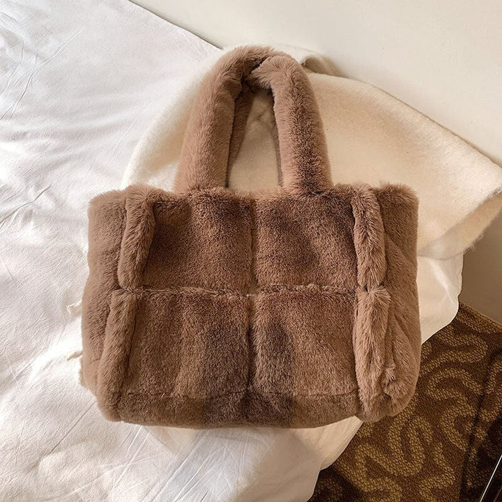 Women's Plush Handbag | Compact Chic Winter Accessory-Mykonostore-Brown-Mykonostore