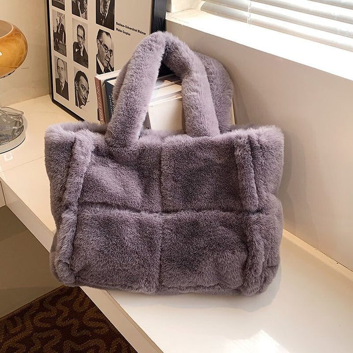 Women's Plush Handbag | Compact Chic Winter Accessory-Mykonostore-Gray-Mykonostore