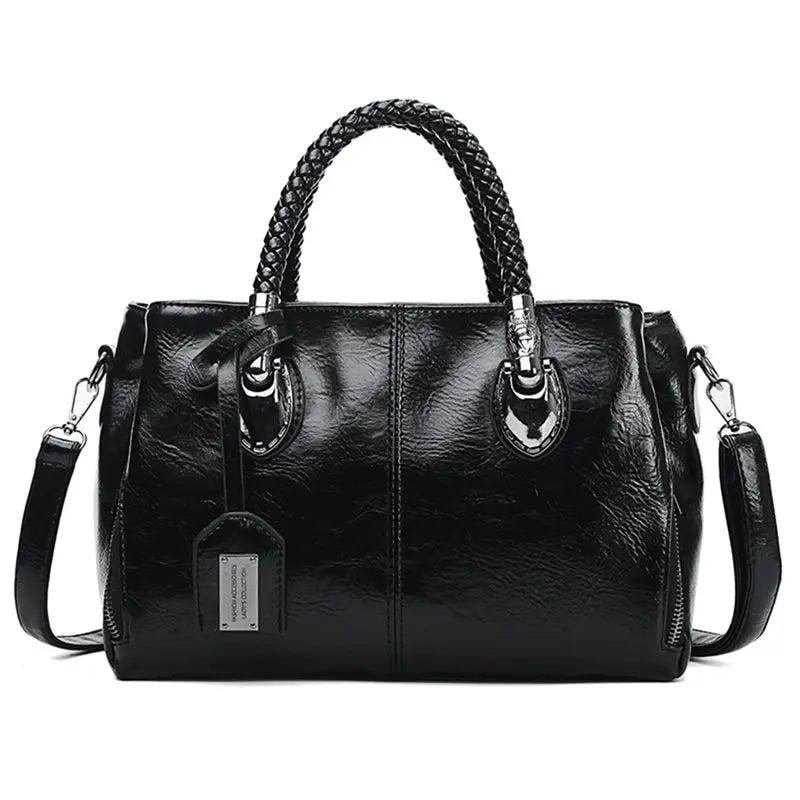 Women's Premium Leather Bag | Spacious Elegant Design-Handbags-Mykonostore-Black-Mykonostore