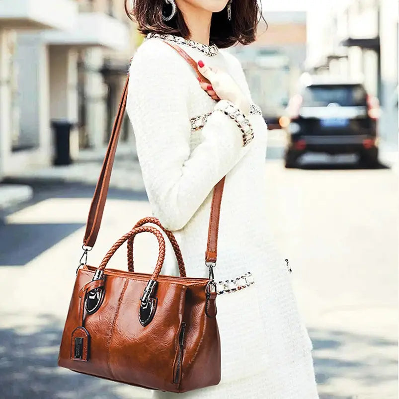 Women's Premium Leather Bag | Spacious Elegant Design-Handbags-Mykonostore-Brown-Mykonostore