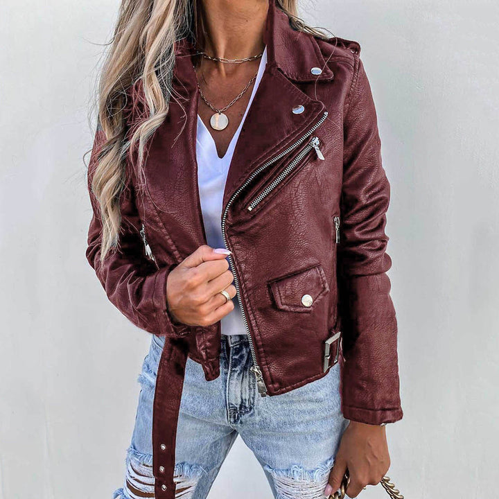 Women's Premium Leather Jacket | Elegant Stylish Design-Women's Leather Jackets-Mykonostore-Red-M-Mykonostore