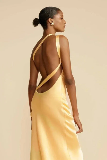 Women's Silky One-Shoulder Evening Dress | Elegant Sculptural Fit Gown-Mykonostore-Mykonostore