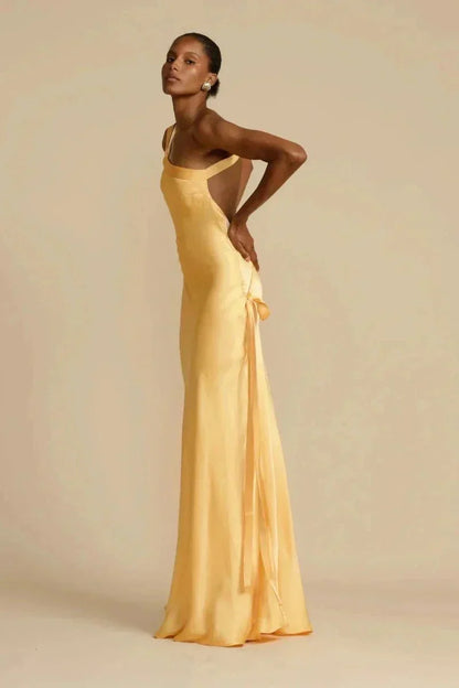 Women's Silky One-Shoulder Evening Dress | Elegant Sculptural Fit Gown-Mykonostore-Mykonostore